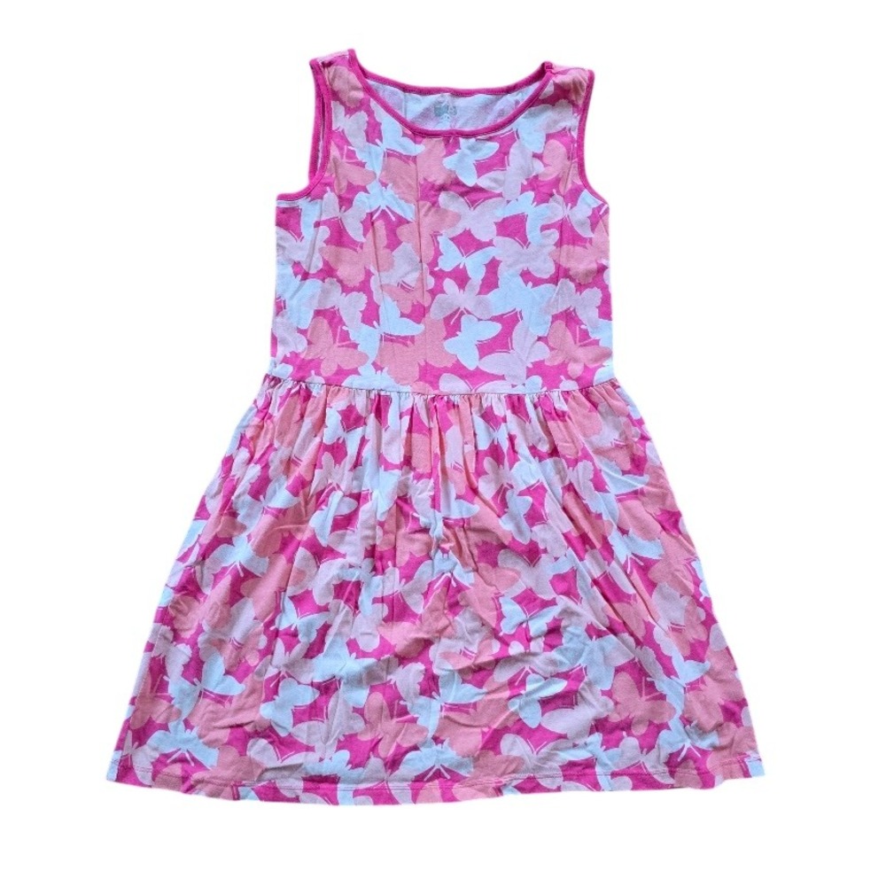 Crazy 8 Butterfly Print Dress Kids XL 14 Pink Sleeveless Fairycore Whimsical